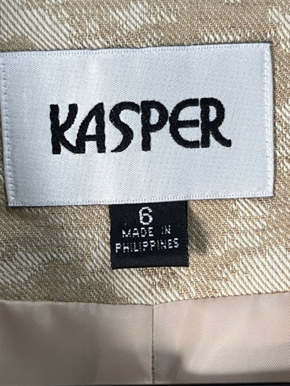 Kasper Cream Patterned Women's Blazer Jacket Sz 6 Vintage Office Business Chic - Picture 3 of 9